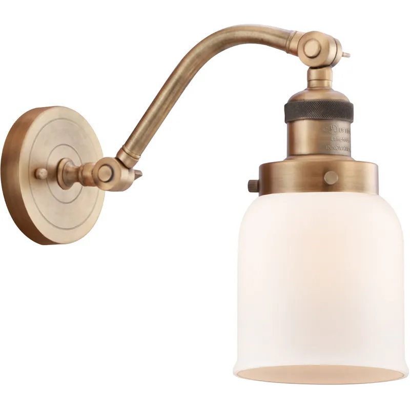 Franklin Restoration Small Bell LED 5 inch Brushed Brass Sconce Wall Light in Matte White Glass, Franklin Restoration