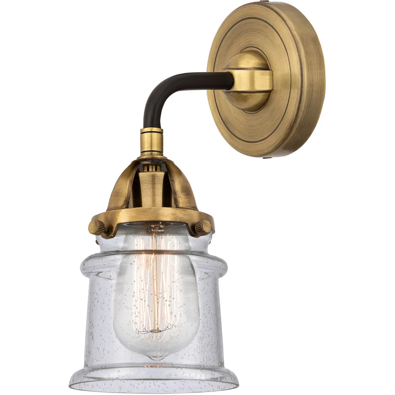 Nouveau 2 Small Canton 1 Light 5.25 inch Black Antique Brass Sconce Wall Light in Seedy Glass