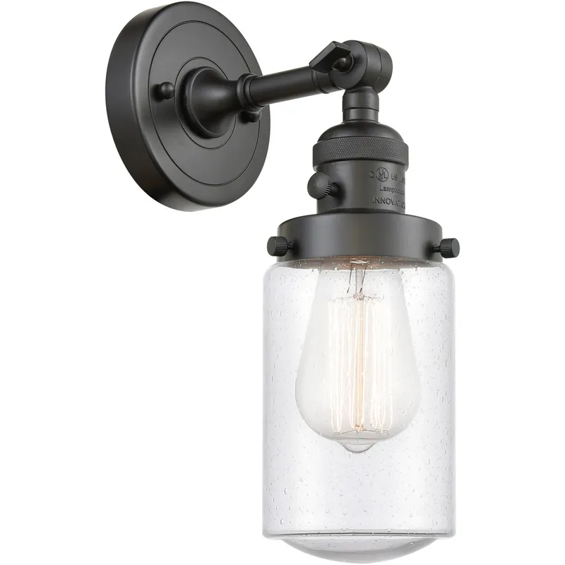 Franklin Restoration Dover 1 Light 5 inch Oil Rubbed Bronze Sconce Wall Light in Seedy Glass, Franklin Restoration