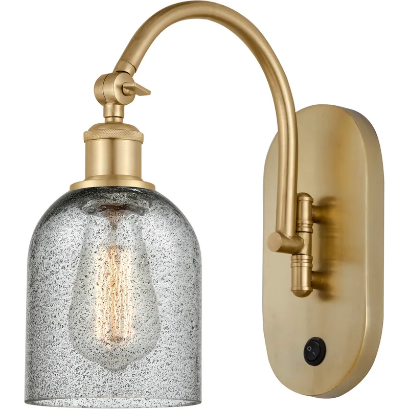 Ballston Caledonia 1 Light 5.3 inch Satin Gold Sconce Wall Light in Charcoal Glass