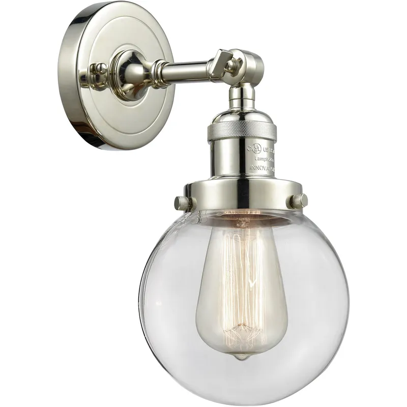 Franklin Restoration Beacon LED 6 inch Polished Nickel Sconce Wall Light in Clear Glass, Franklin Restoration