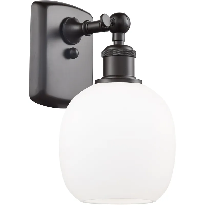 Ballston Belfast LED 6 inch Oil Rubbed Bronze Sconce Wall Light in Matte White Glass, Ballston