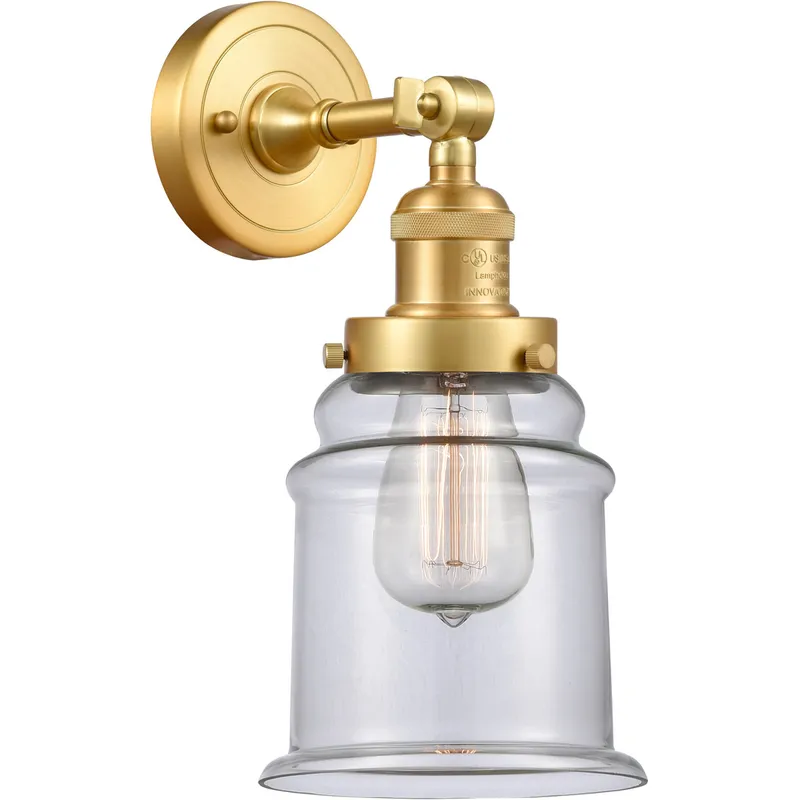Franklin Restoration Canton LED 7 inch Satin Gold Sconce Wall Light in Clear Glass, Franklin Restoration