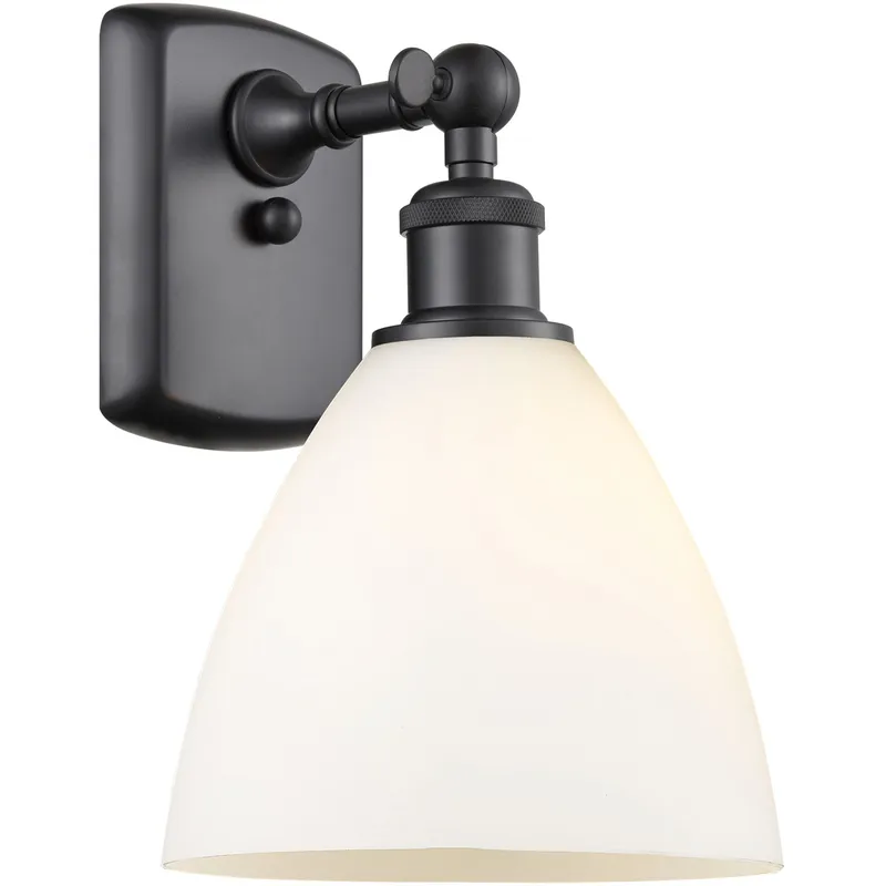 Ballston Dome LED 8 inch Matte Black Sconce Wall Light in Matte White Glass