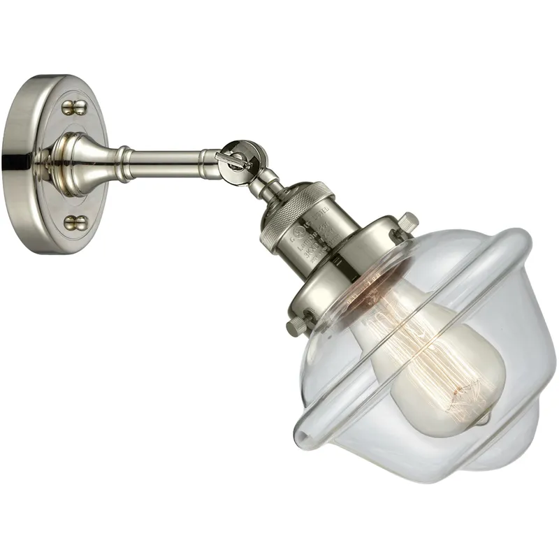 Franklin Restoration Small Oxford 1 Light 8 inch Polished Nickel Sconce Wall Light in Clear Glass, Franklin Restoration
