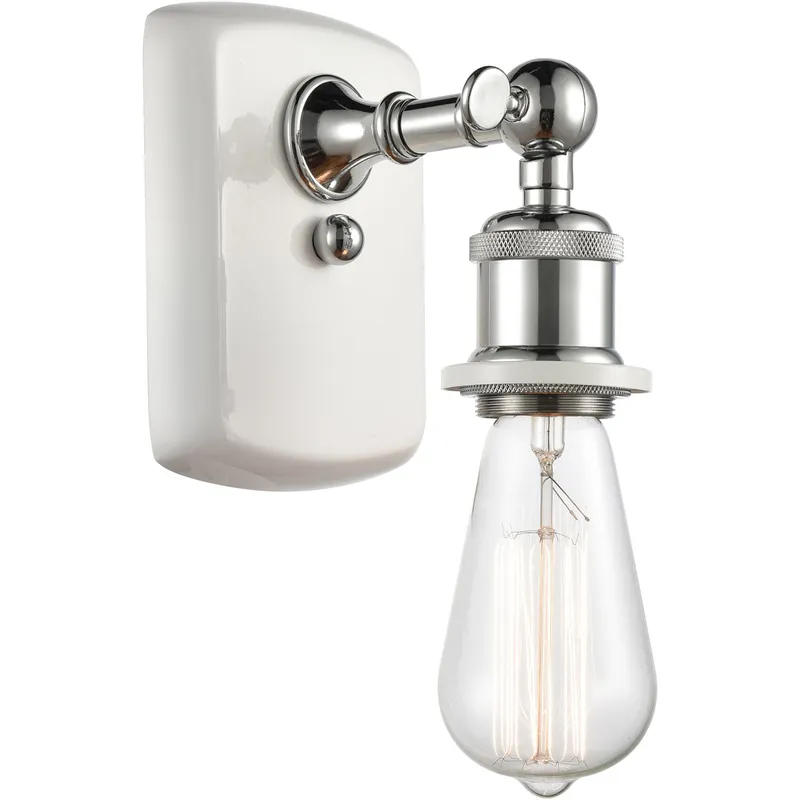 Ballston Bare Bulb LED 5 inch White and Polished Chrome Sconce Wall Light, Ballston