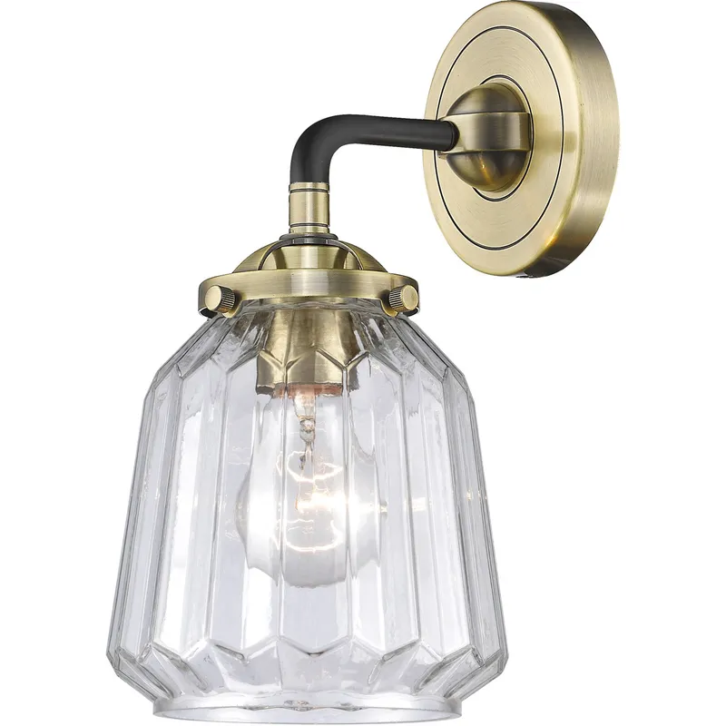 Nouveau Chatham 1 Light 6 inch Black Antique Brass Sconce Wall Light in Clear Glass, Nouveau