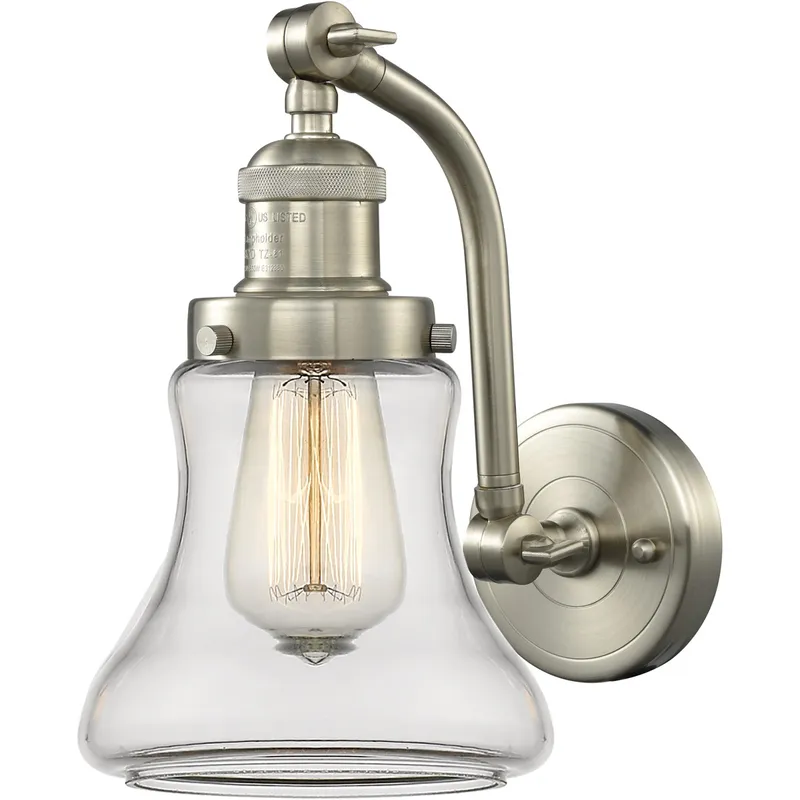 Franklin Restoration Bellmont LED 6.5 inch Brushed Satin Nickel Sconce Wall Light in Clear Glass, Franklin Restoration