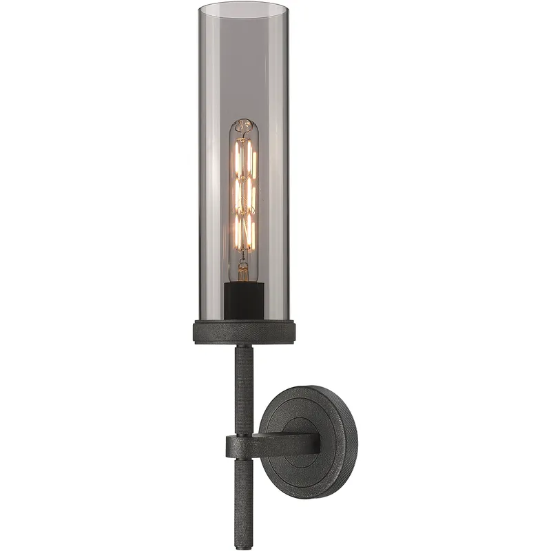 Lincoln 1 Light 3.5 inch Weathered Zinc Sconce Wall Light in Light Smoke Glass