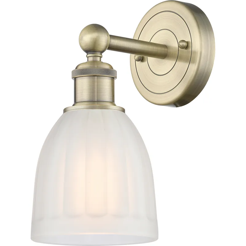 Brookfield Sconce Wall Light in Antique Brass, White