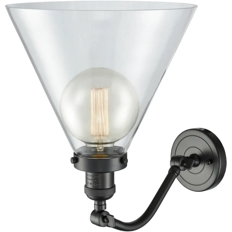 Franklin Restoration X-Large Cone 1 Light 12 inch Oil Rubbed Bronze Sconce Wall Light in Clear Glass, Franklin Restoration