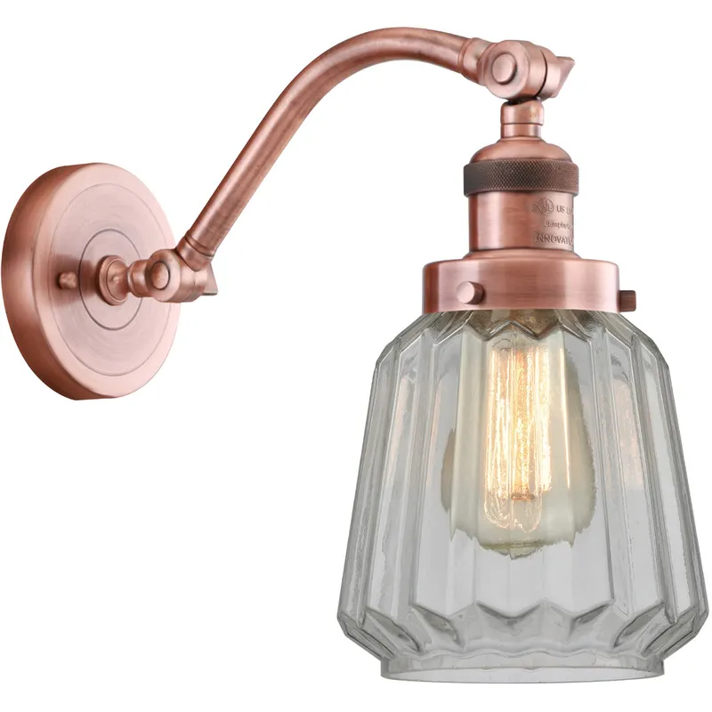 Franklin Restoration Chatham LED 6 inch Antique Copper Sconce Wall Light in Clear Glass, Franklin Restoration