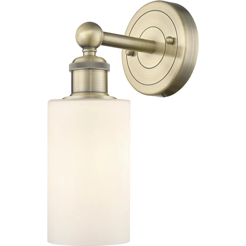Clymer Sconce Wall Light in Antique Brass, Matte White