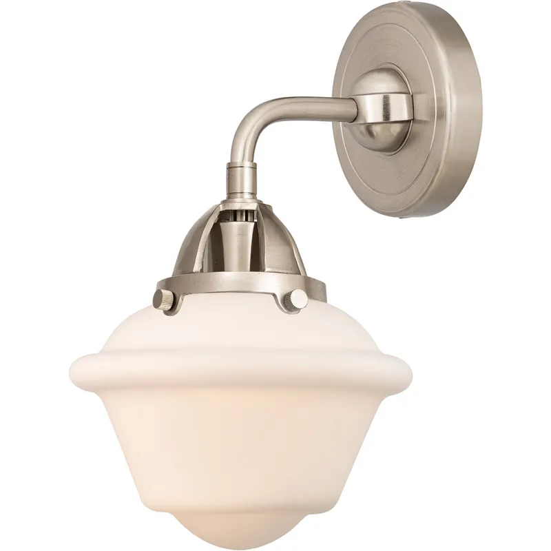 Nouveau 2 Small Oxford 1 Light 7.5 inch Brushed Satin Nickel Sconce Wall Light in Matte White Glass