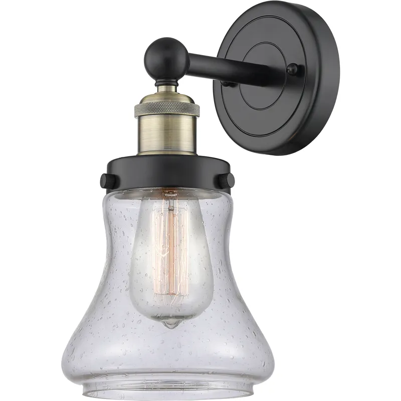 Bellmont Sconce Wall Light in Black Antique Brass, Seedy