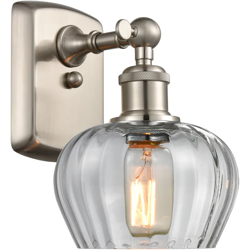 Ballston Fenton LED 6.5 inch Brushed Satin Nickel Sconce Wall Light in Clear Glass, Ballston