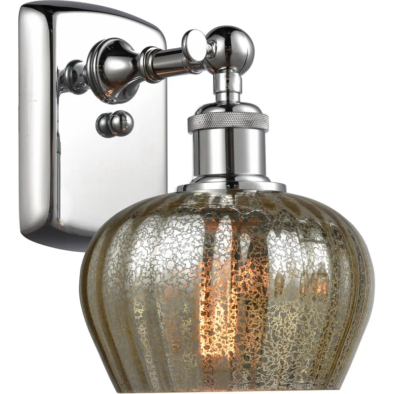 Ballston Fenton LED 7 inch Polished Chrome Sconce Wall Light in Mercury Glass, Ballston