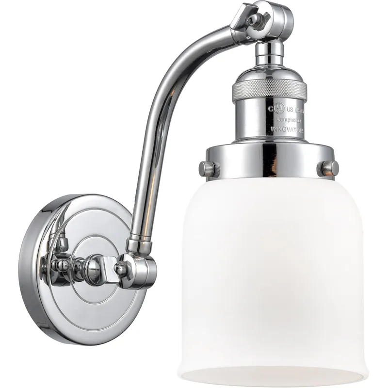 Franklin Restoration Small Bell LED 5 inch Polished Chrome Sconce Wall Light in Matte White Glass, Franklin Restoration
