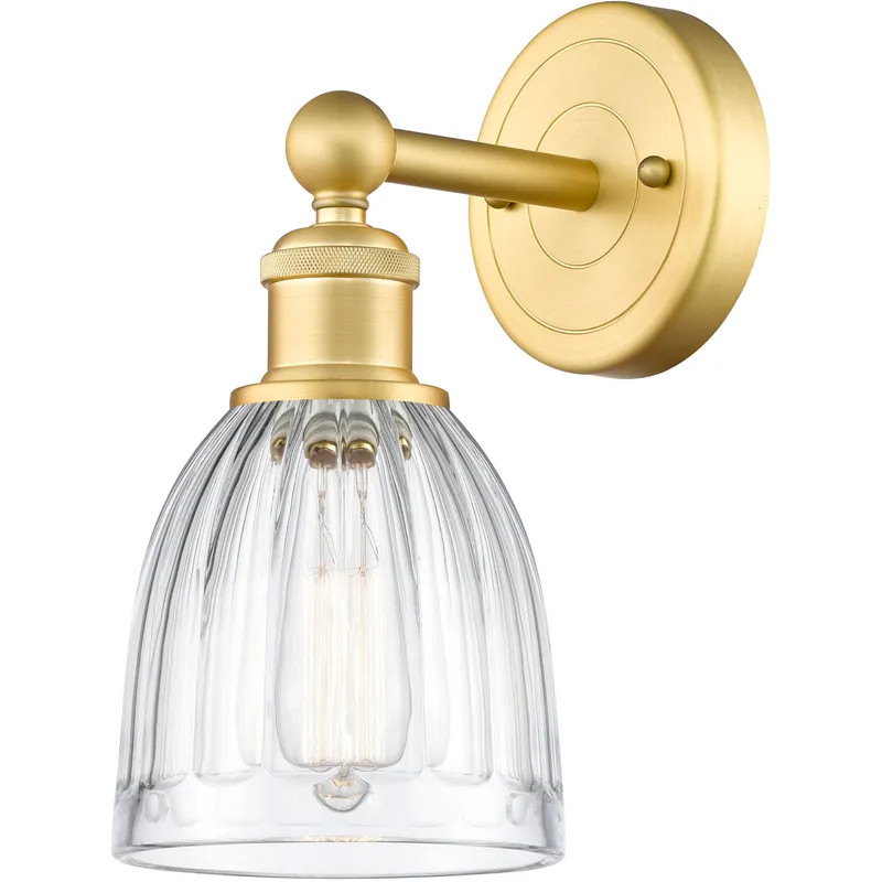 Brookfield Sconce Wall Light in Satin Gold, Clear