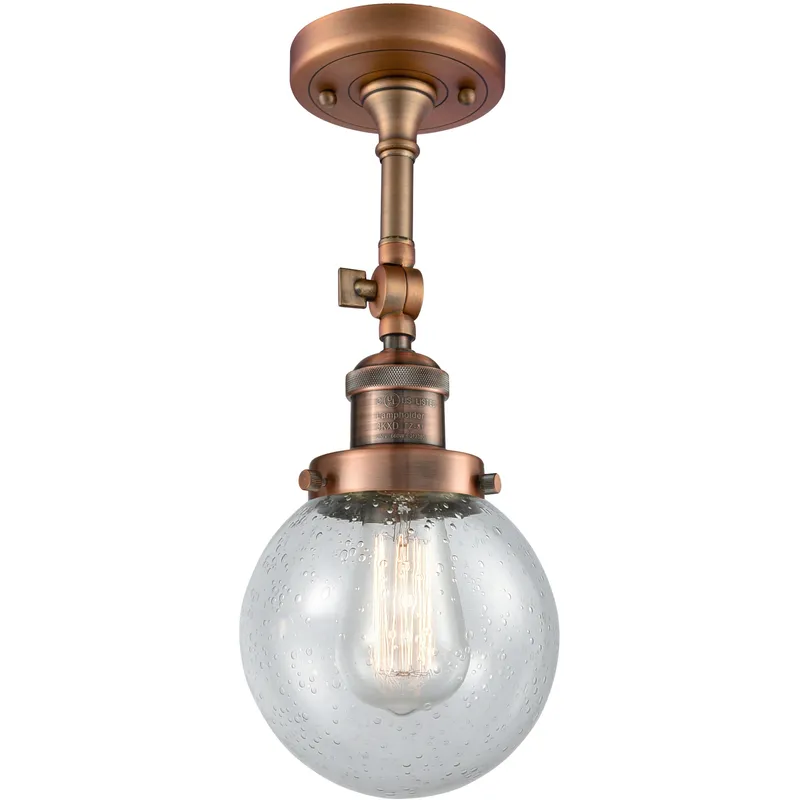 Franklin Restoration Beacon 1 Light 6 inch Antique Copper Sconce Wall Light in Seedy Glass, Franklin Restoration