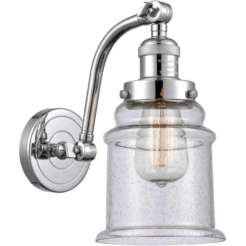 Franklin Restoration Canton 1 Light 7 inch Polished Chrome Sconce Wall Light in Seedy Glass, Franklin Restoration