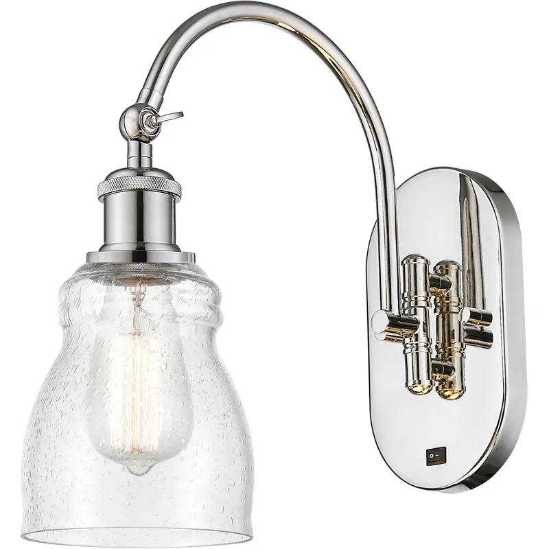 Ballston Ellery 1 Light 5.3 inch Polished Nickel Sconce Wall Light in Seedy Glass