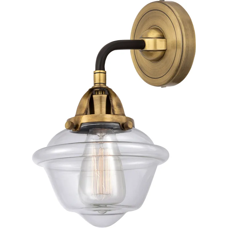 Nouveau 2 Small Oxford 1 Light 7.5 inch Black Antique Brass Sconce Wall Light in Clear Glass