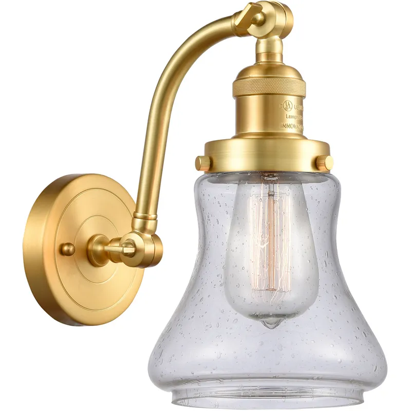 Franklin Restoration Bellmont LED 6.5 inch Satin Gold Sconce Wall Light in Seedy Glass, Franklin Restoration