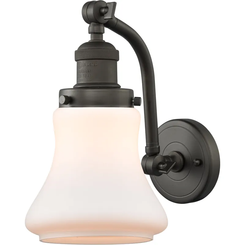 Franklin Restoration Bellmont LED 7 inch Oil Rubbed Bronze Sconce Wall Light in Matte White Glass, Franklin Restoration