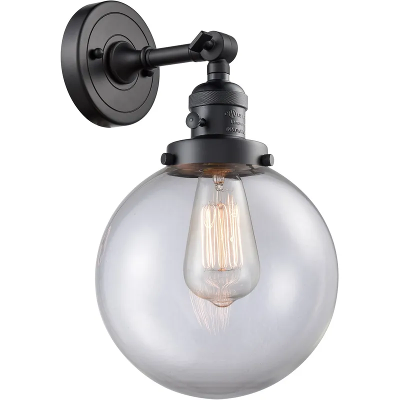 Franklin Restoration Large Beacon LED 8 inch Matte Black Sconce Wall Light, Franklin Restoration