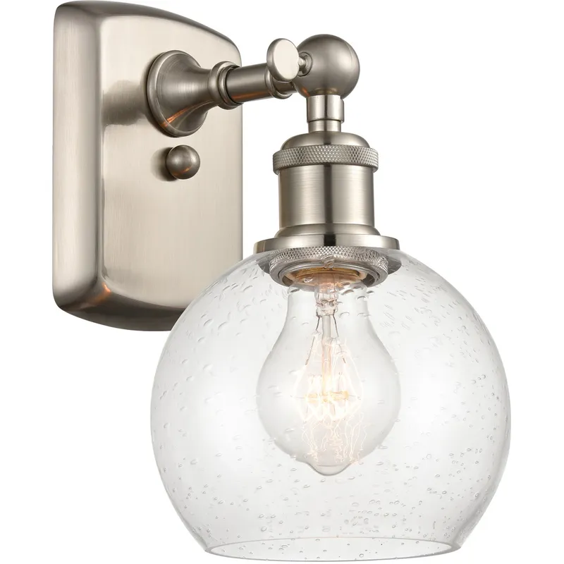 Ballston Athens LED 6 inch Brushed Satin Nickel Sconce Wall Light in Seedy Glass
