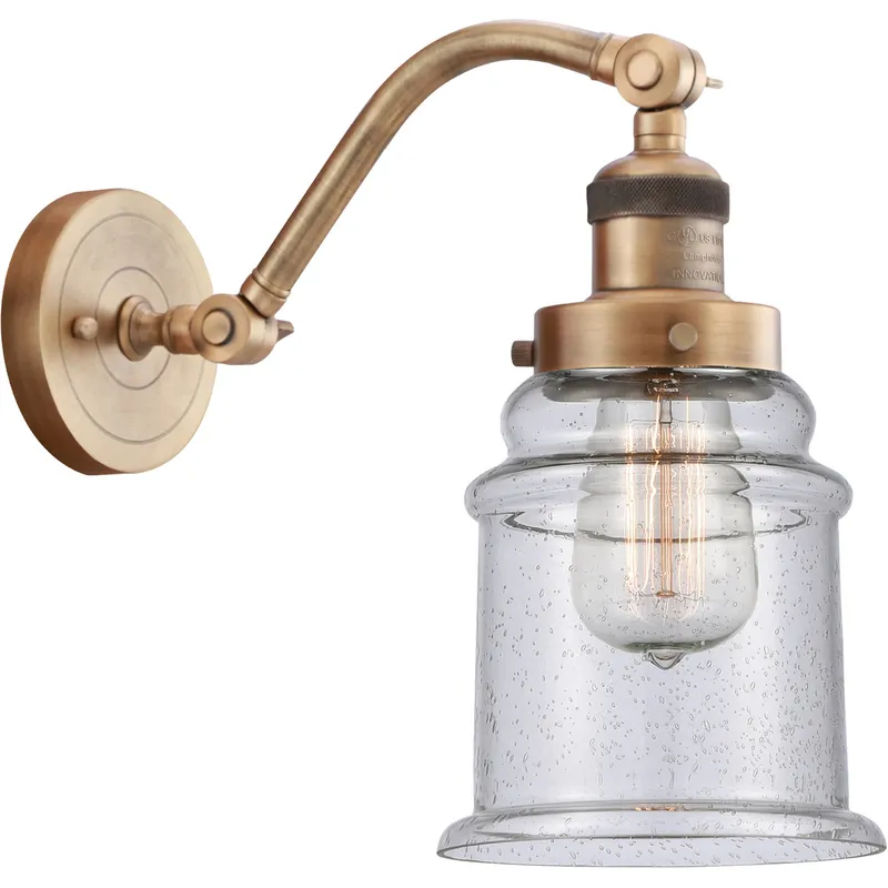 Franklin Restoration Canton 1 Light 7 inch Brushed Brass Sconce Wall Light in Seedy Glass, Franklin Restoration