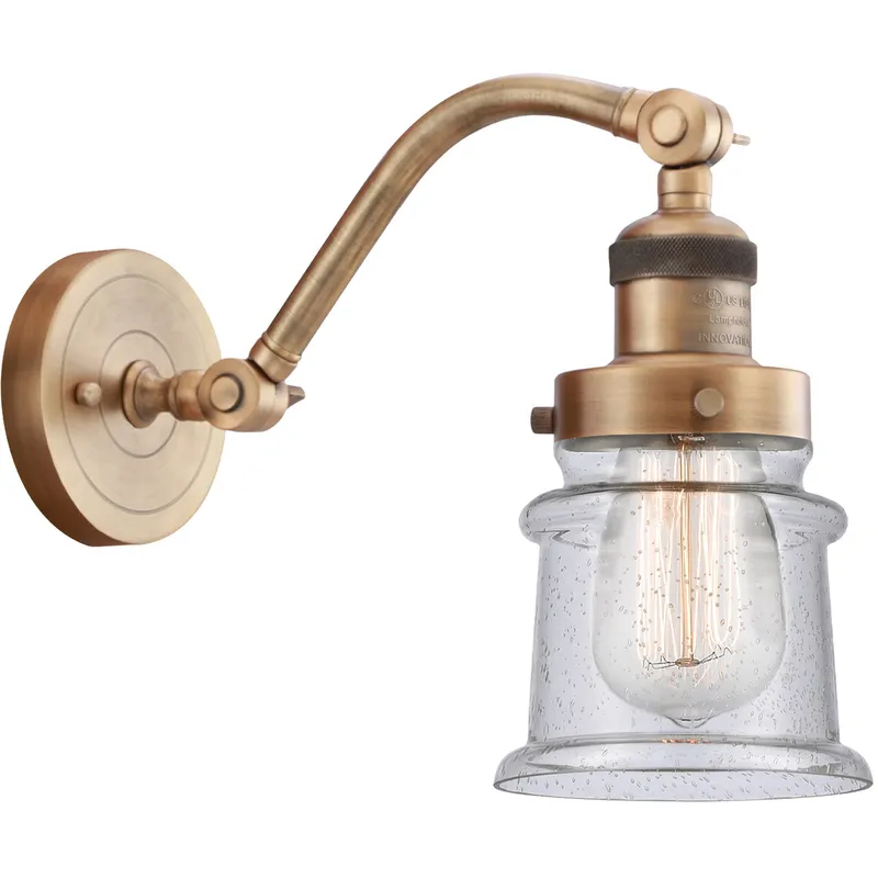 Franklin Restoration Small Canton LED 6.5 inch Brushed Brass Sconce Wall Light in Seedy Glass, Franklin Restoration