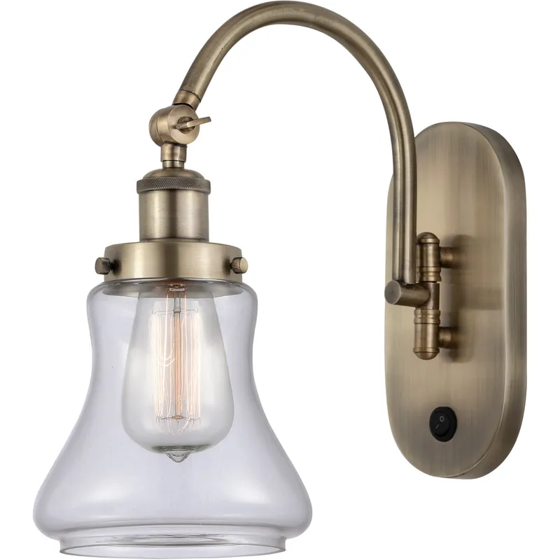 Franklin Restoration Bellmont LED 6.5 inch Antique Brass Sconce Wall Light in Clear Glass