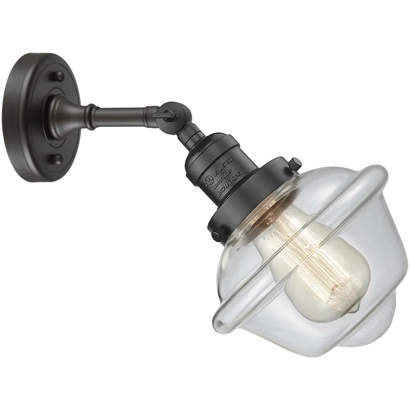 Franklin Restoration Small Oxford 1 Light 8 inch Oil Rubbed Bronze Sconce Wall Light in Clear Glass, Franklin Restoration