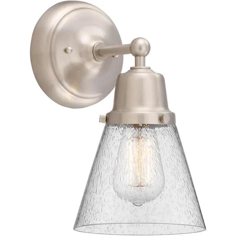 Aditi Small Cone 1 Light 6.25 inch Brushed Satin Nickel Sconce Wall Light, Aditi