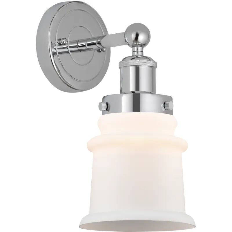 Edison Canton 1 Light 5 inch Polished Chrome Sconce Wall Light in Matte White Glass