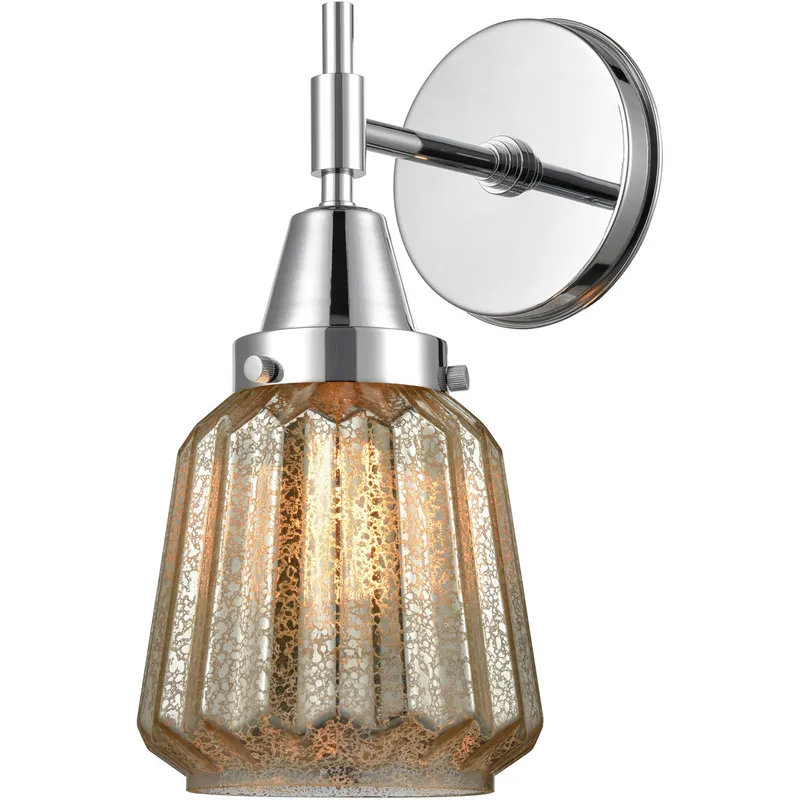 Caden LED 6.25 inch Polished Chrome Sconce Wall Light in Mercury Glass