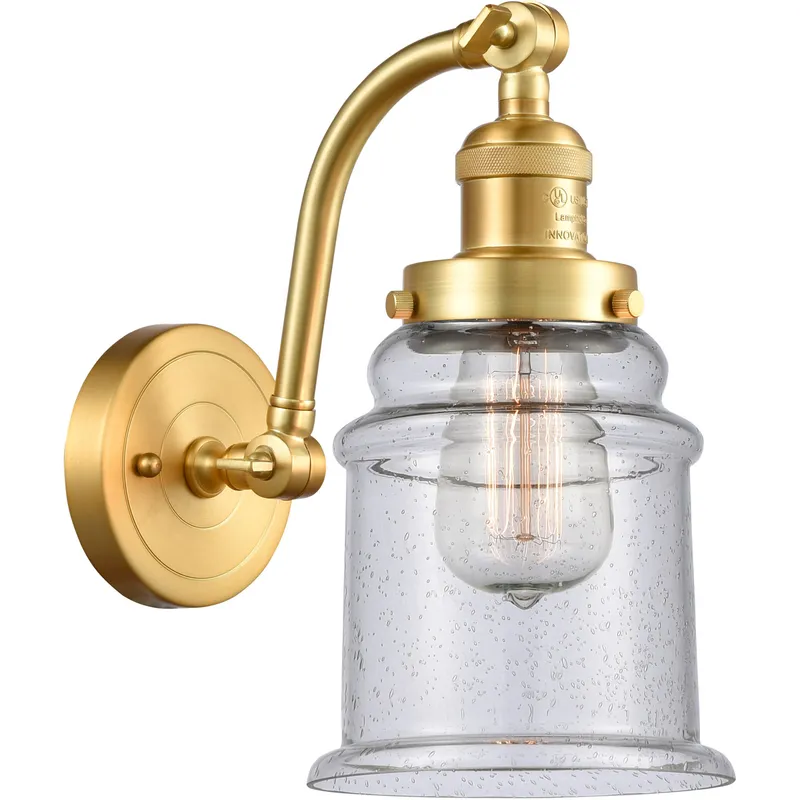 Franklin Restoration Canton 1 Light 7 inch Satin Gold Sconce Wall Light in Seedy Glass, Franklin Restoration