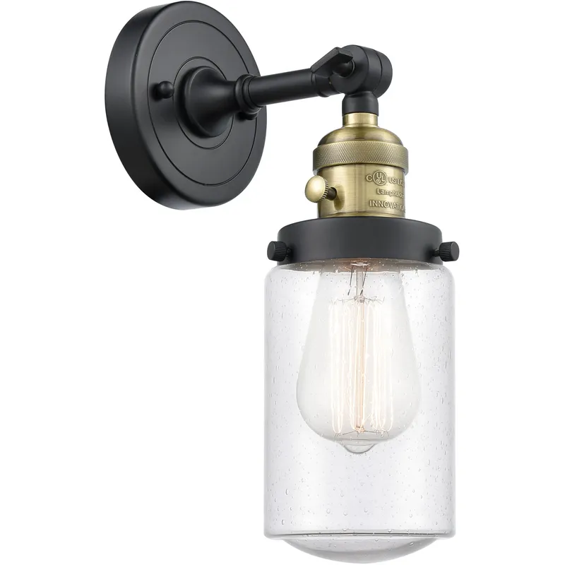 Franklin Restoration Dover 1 Light 5 inch Black Antique Brass Sconce Wall Light in Seedy Glass, Franklin Restoration