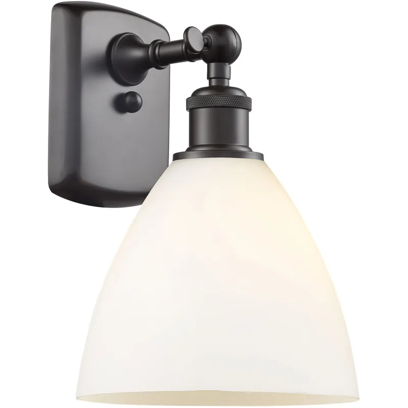 Ballston Dome LED 8 inch Oil Rubbed Bronze Sconce Wall Light in Matte White Glass