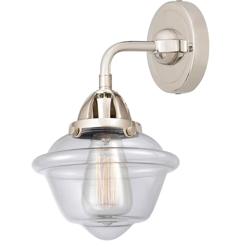 Nouveau 2 Small Oxford 1 Light 8 inch Polished Nickel Sconce Wall Light in Clear Glass