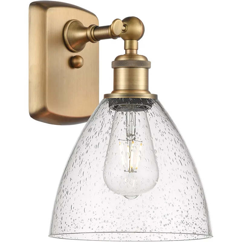 Ballston Dome LED 8 inch Brushed Brass Sconce Wall Light in Seedy Glass