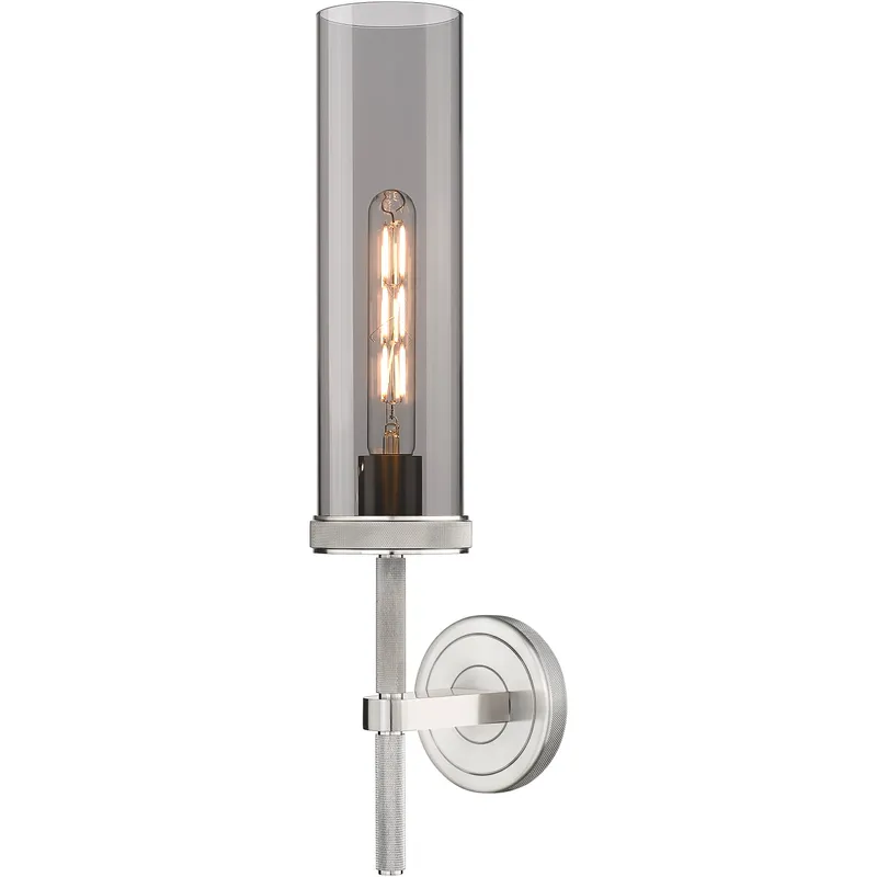 Lincoln 1 Light 3.5 inch Satin Nickel Sconce Wall Light in Light Smoke Glass