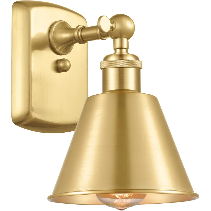 Ballston Smithfield 1 Light 7 inch Satin Gold Sconce Wall Light, Ballston