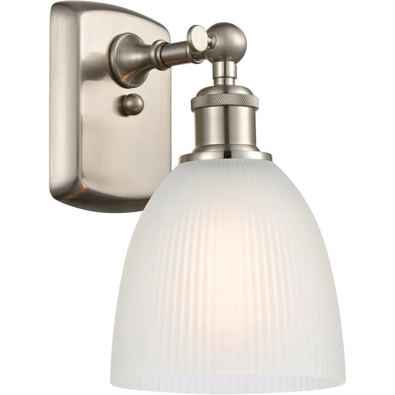Ballston Castile LED 6 inch Brushed Satin Nickel Sconce Wall Light in White Glass, Ballston