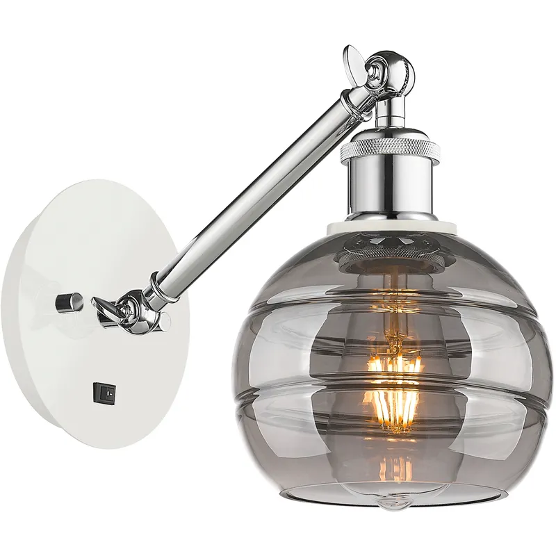 Ballston Rochester 1 Light 5.88 inch White Polished Chrome Sconce Wall Light