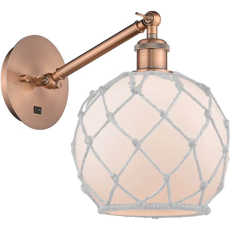 Ballston Farmhouse Rope LED 8 inch Antique Copper Sconce Wall Light