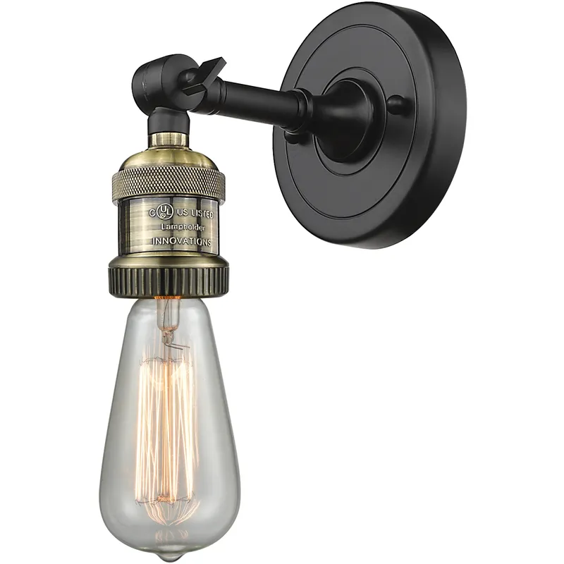 Franklin Restoration Bare Bulb LED 4.5 inch Black Antique Brass Sconce Wall Light