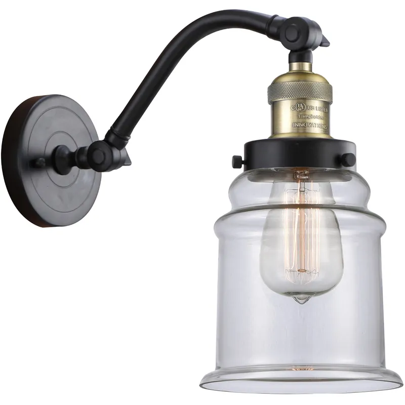 Franklin Restoration Canton 1 Light 7 inch Black Antique Brass Sconce Wall Light in Clear Glass, Franklin Restoration